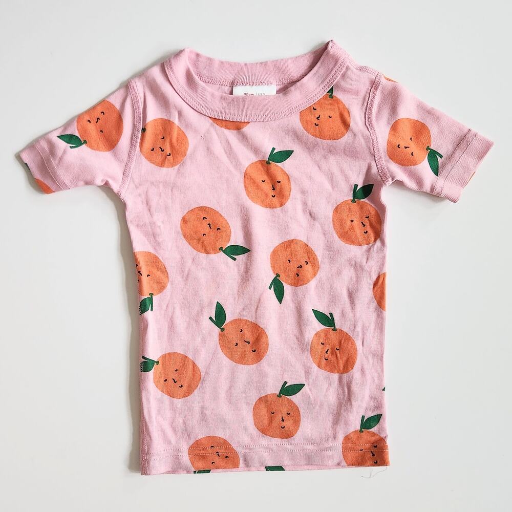 Hanna Andersson Short John Pajama Top Orange-Y In Pink Size 3 | 90 cm